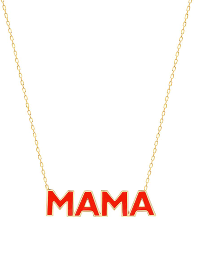 Gabi Rielle Vacay Dreamy Collection 14k Gold Plated Sterling Silver Enamel Red Mama Necklace