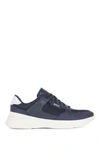 Hugo Boss Hybrid Trainers With Bonded Leather And Mesh In Dark Blue