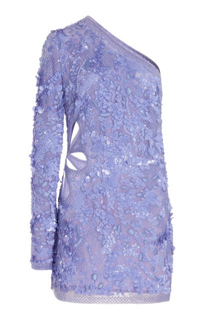 Elie Saab Women's Floral Embroidered Mini Dress In Purple | ModeSens