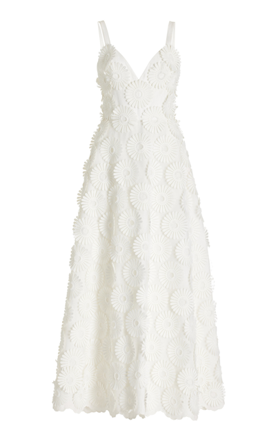 Elie Saab Women's Floral Applique Tulle Maxi Dress In White