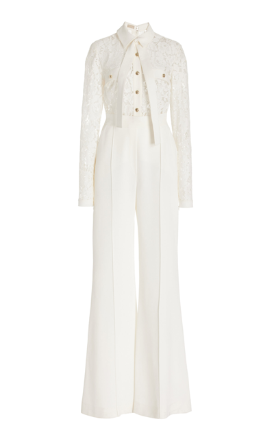 Elie Saab Lace Jumpsuit Jewelry White