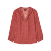 Paige Doris Metallic-embroidery Long-sleeve Woven Blouse In Red