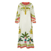 La Doublej Flying Palm Tree-print Poplin Kaftan Dress In Multicoloured