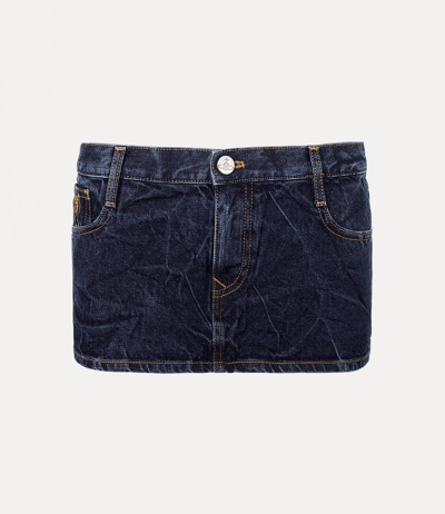 Vivienne Westwood Cotton Denim Mini Skirt W/ Logo In Blue