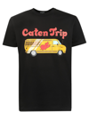 Dsquared2 D-squared2 Mans Black Cotton T-shirt With Caten Trip Print In Black