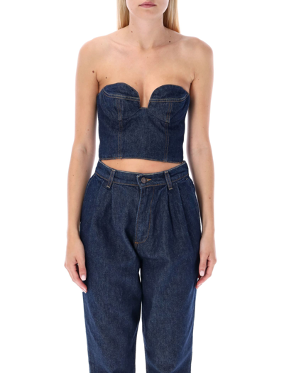Magda Butrym Bustier Denim Top In Multi