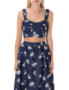 SELF-PORTRAIT PANSY PRINT CREPE CROP TOP