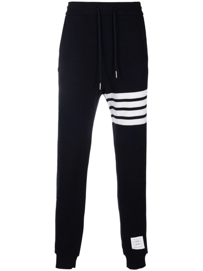 Thom Browne Waffle-knit Cashmere Track Trousers In Blue