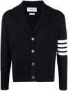Thom Browne 4-bar Cotton Cardigan For In Blue