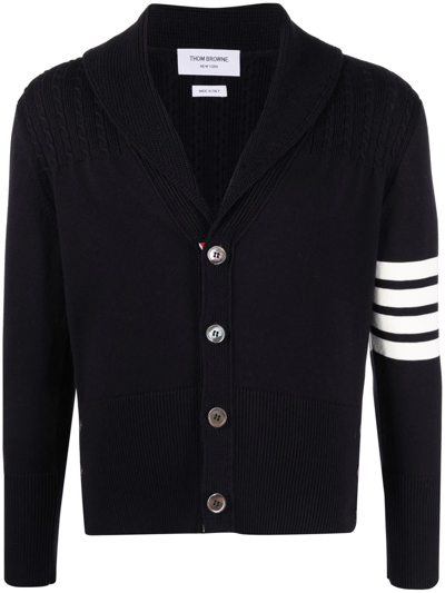 Thom Browne 4-bar Stripe Cardigan In Blue