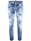 Dsquared2 Distressed Cropped Jeans In Blue