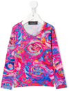 Versace Graphic Print Long Sleeve Top In Pink