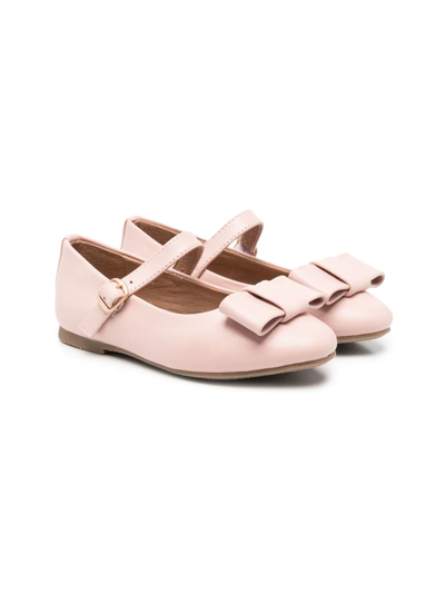 Age Of Innocence Kids' Bow-detail Leather Ballerina Shoes In Pink