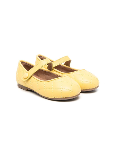 Age Of Innocence Kids' Croco-effect Ballerina Shoes In Yellow
