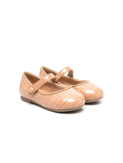 Age Of Innocence Kids' Croco-effect Ballerina Shoes In Neutrals