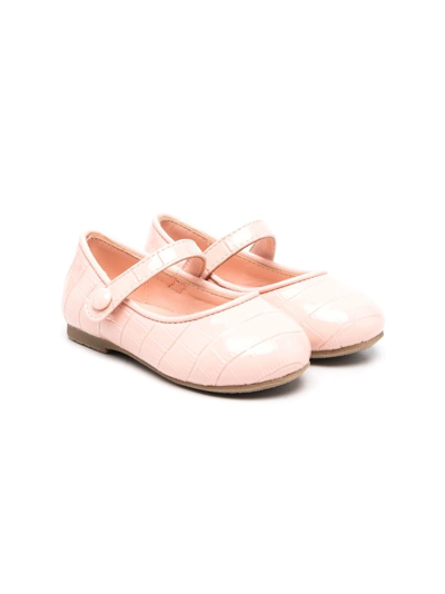 Age Of Innocence Kids' Croco-effect Ballerina Shoes In Pink