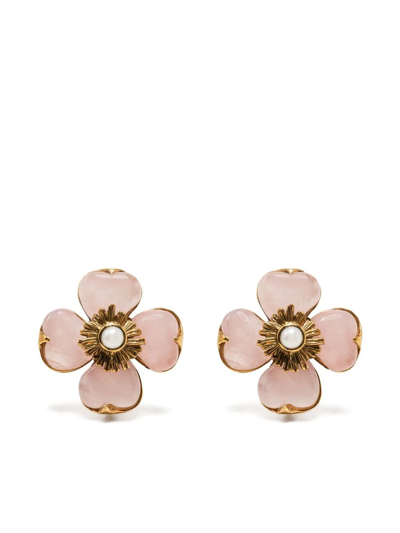 Goossens Trefle Quartz Earrings In Pink