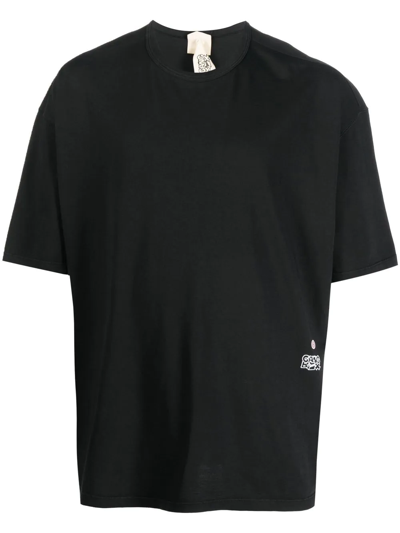 Ten C Embroidered-logo Cotton T-shirt In Black