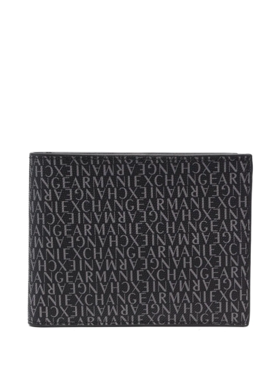 Armani Exchange Wallet In Logo Print-black
