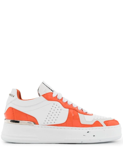 Philipp Plein Colour-block Low-top Sneakers In Orange