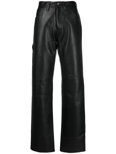 Altu Leather Workwear Trousers In Black