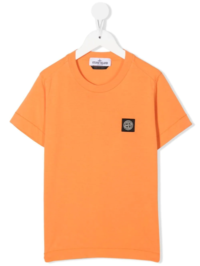 Stone Island Junior Kids Orange T-shirt With Logo Patch
