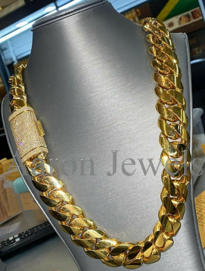 Pre-owned Handmade Men's Miami Cuban 21mm X 24" Link Chain Passes Tester Real 925 Silver Moissanite In White/colorless