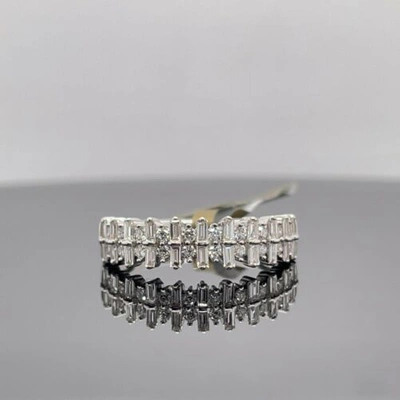 Pre-owned Bony Levy 18k White Gold Gatsby Diamond Band Ring $2095