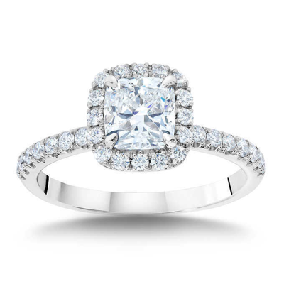 Pre-owned Tiffany & Co Gia Certified Diamond Engagement Ring 2.00 Carat Cushion Cut 18k White Gold In E (white)