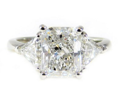 Pre-owned Tiffany & Co Gia Certified Diamond Engagement 3 Stone Ring Cushion Cut 3 Carat 18k White Gold In F (white)