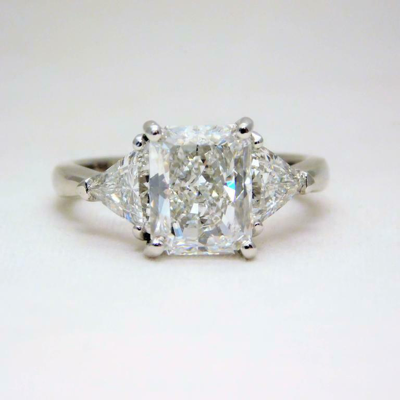 Pre-owned Tiffany & Co Gia Certified Diamond Engagement 3 Stone Ring Cushion Cut 2 Carat 14k White Gold In F (white)