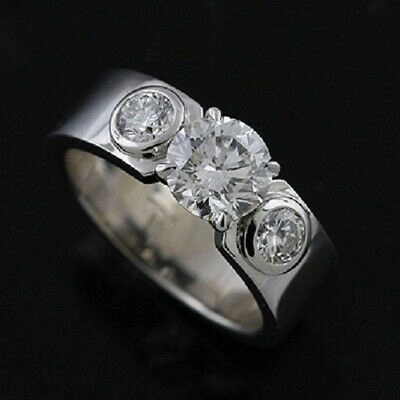 Pre-owned Ppluxury 14k White Gold Bezel Set Diamond Modern Style Engagement Ring Mounting