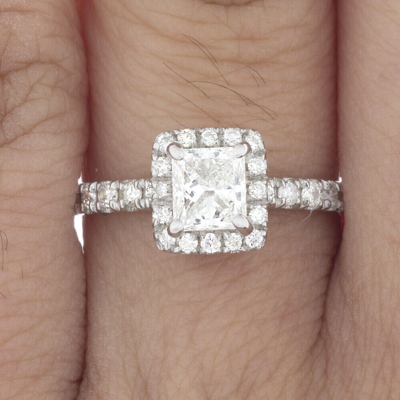 Pre-owned Tiffany & Co Gia Certified Diamond Engagement Ring 1.50 Carat Princess Cut 14k White Gold