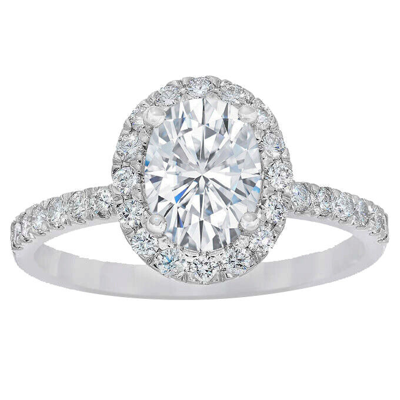Pre-owned Tiffany & Co Gia Certified 1.70 Ct Oval Shape Diamond 18k Engagement Halo Pave Style Ring