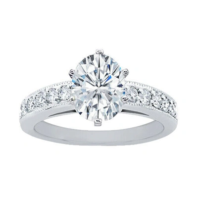 Pre-owned Tiffany & Co Gia Certified 1.50 Ct Oval & Round Cut Diamond Engagement Ring 18k White Gold In D (very White)