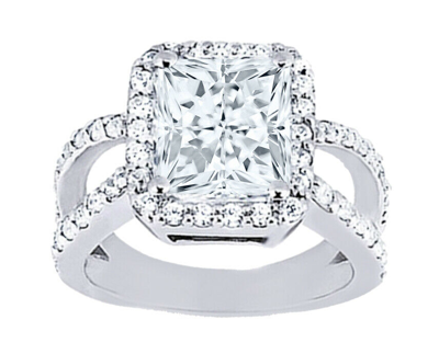 Pre-owned Tiffany & Co Gia Certified Diamond Engagement Ring 3.00 Ctw Princess Cut 18k White Gold In F (white)
