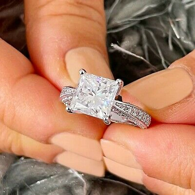 Pre-owned Gia Certified 14k Solid White Gold Princess Cut Diamond Engagement Ring 2.75 In White/colorless