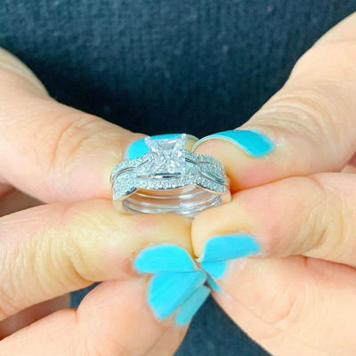 Pre-owned Knr Gia Certified 14k Solid White Gold Princess Cut Diamond Engagement Ring 1.50ctw