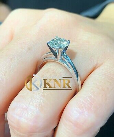 Pre-owned Knr 14k White Gold Round Cut Diamond Engagement Ring Solitaire Prong Bridal 0.70ct