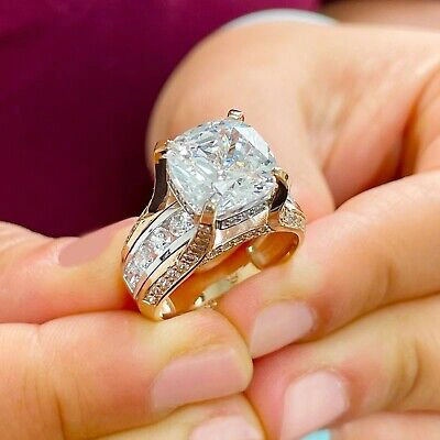 Pre-owned Forever 14k Yellow Gold Cushion  One Moissanite Diamonds Engagement Ring 6.50ctw In White