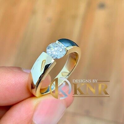 Pre-owned Knr 14k Yellow Solid Gold Round Forever One Moissanite Engagement Ring Tension 1.00