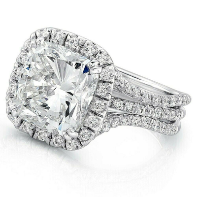 Pre-owned Certified Gia  Diamond Engagement Ring 3 Carat Cushion Shape Vvs2 18k White Gold
