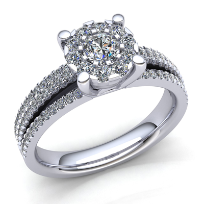 Pre-owned Jewelwesell Genuine 5ct Round Cut Diamond Women's Bridal Cluster Engagement Ring 18k Gold
