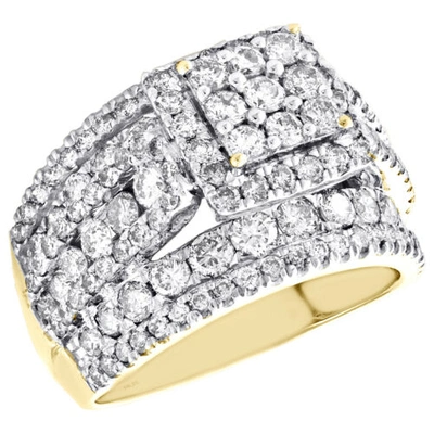 Pre-owned Jfl Diamonds & Timepieces 10k Yellow Gold Channel Set Round Diamond Engagement Ring Halo Tiered Style 3 Ct In White