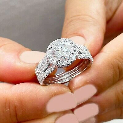 Pre-owned Gia Certified 14k Solid White Gold Round Cut Diamond Engagement Ring 4.00ctw