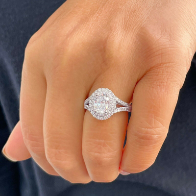 Pre-owned Knr Inc 14k White Gold Oval Cut Forever One Moissanite Diamond Engagement Ring 2.80ctw