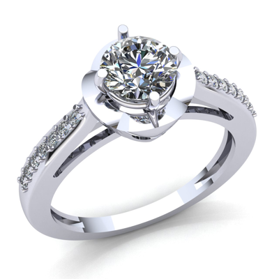 Pre-owned Jewelwesell Natural 1.5carat Round Diamond Ladies Solitaire Halo Engagement Ring 14k Gold