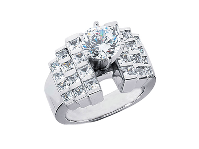 Pre-owned Jewelwesell 2.50ct Round Princess Diamond Staircase Engagement Ring 10k Gold Kl I1 In Hi