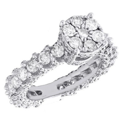 Pre-owned Jfl Diamonds & Timepieces 14k White Gold Solitaire Round Diamond Eternity Cathedral Engagement Ring 3.5 Ct In White/colorless
