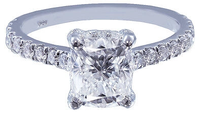 Pre-owned Halo 14k White Gold Cushion Cut Diamond Engagement Ring Art Deco  Bridal 1.65ctw